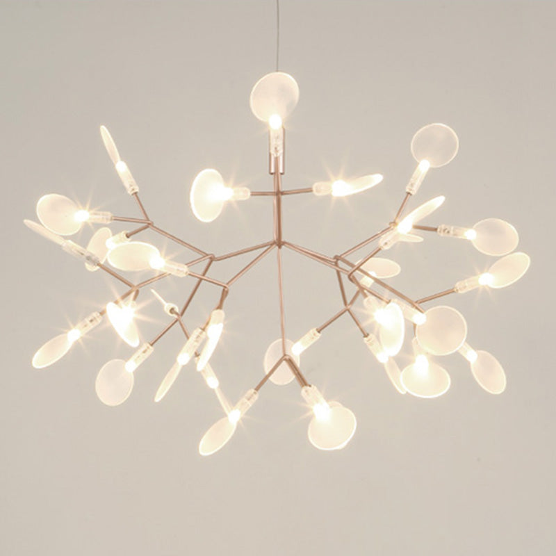 Roségold Sputnik Anhänger Licht im modernen kreativen Stil Schmiedeeisen Feuerfly -LED -Deckenlicht mit Acrylschatten