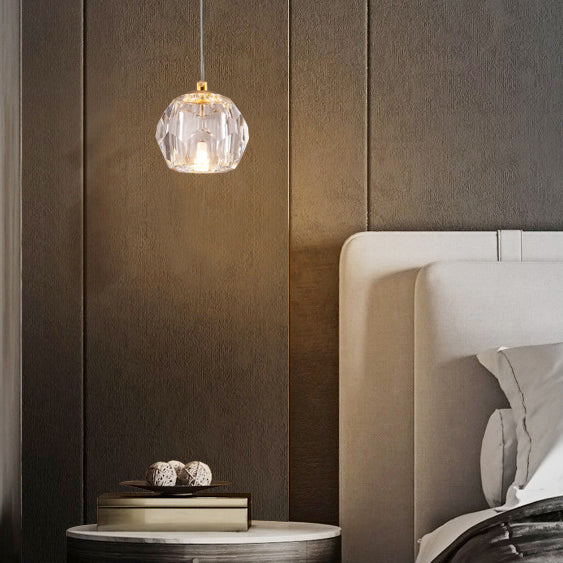 Simplicity Globe Pendant K9 Crystal Dining Room Hanging Ceiling Light in Brass