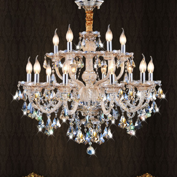 K9 Crystal Traditional Style Chandelier Light Fixtures Living Room Chandelier with Dangling Crystal Accents