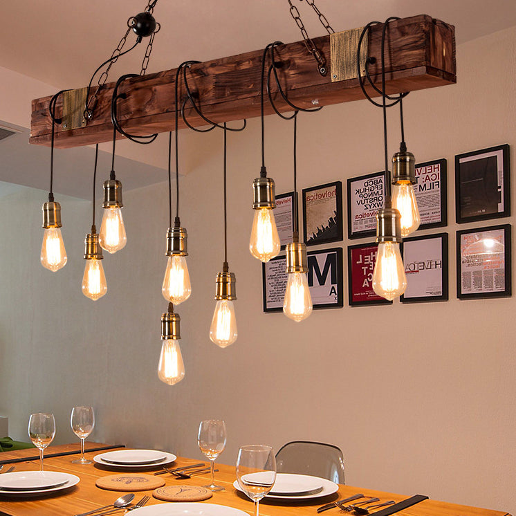 Linear Isola Lighting Wood Retro Industrial Style Impostazioni di illuminazione a sospensione per il ristorante