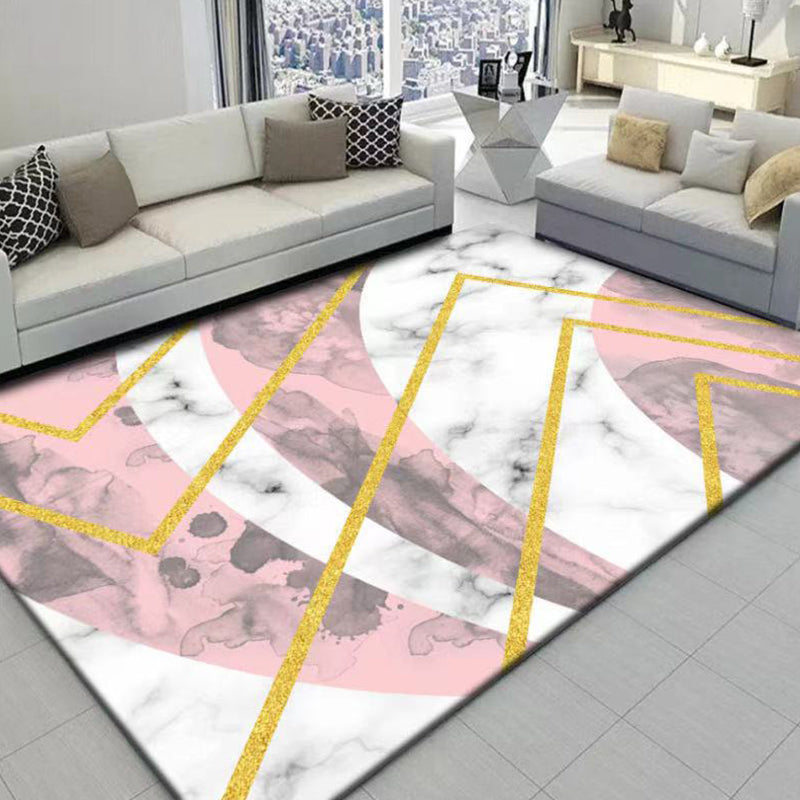 Contemporary Indoor Rug Polyester Abstract Printing Rug Washable Area Carpet for Living Room