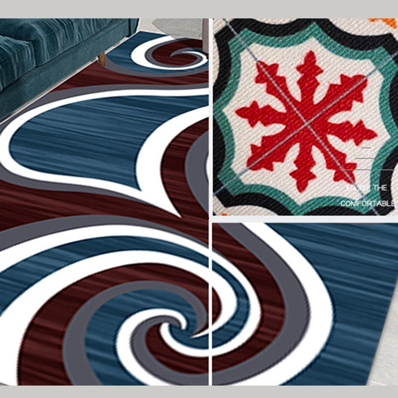 Abstract Rug Polyester Marble Look Area Rug Stain Resistant Carpet for Living Room