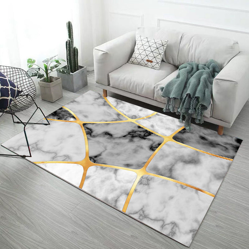 Abstract Printing Rug Polyester Area Rug Stain Resistant Carpet for Living Room