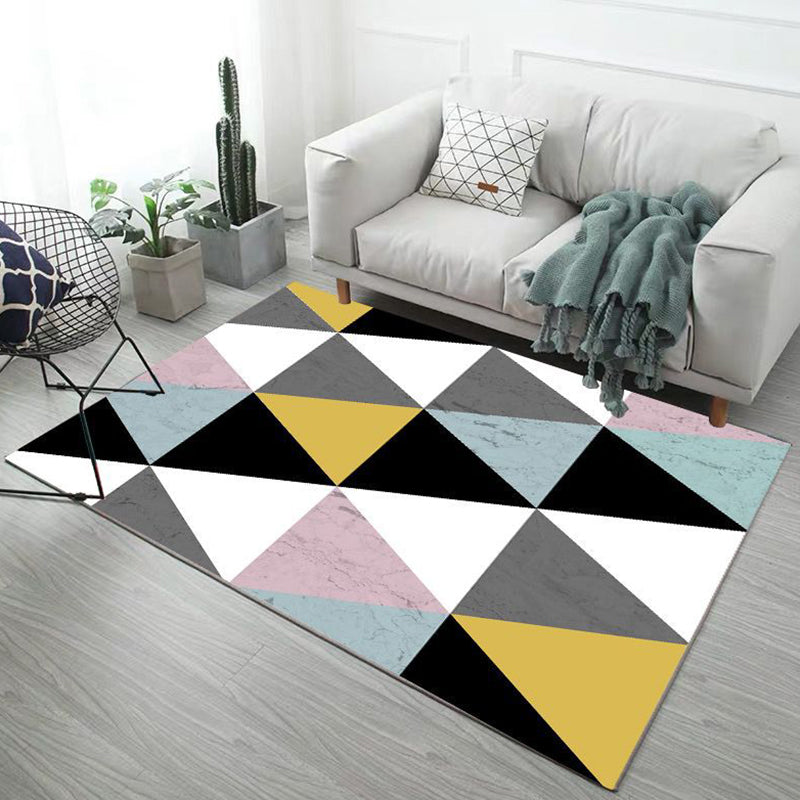 Contemporary Marble Print Rug Polyester Area Rug Washable Carpet for Living Room, Bedroom