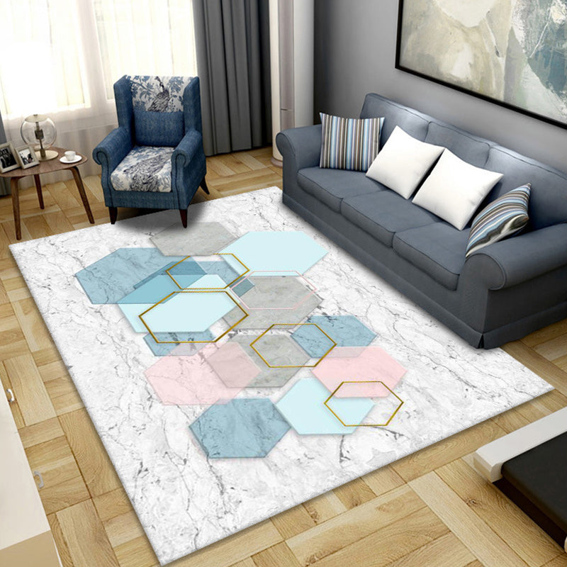 Abstract Marble Print Rug Polyester Area Carpet Non-Slip Backing Carpet for Living Room