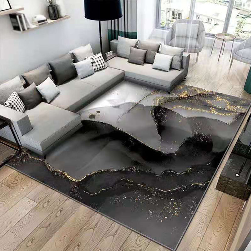 Modern Living Room Rug Abstract Printing Area Carpet Polyester Washable Indoor Rug