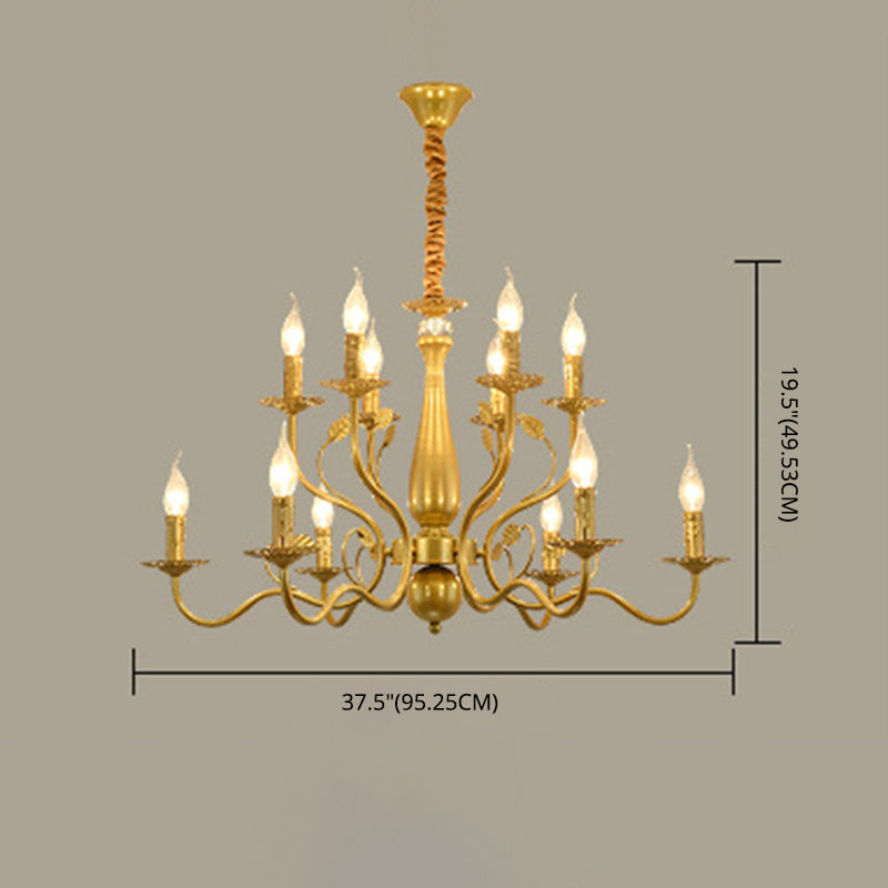 Curved Arm Metal Chandelier Light Fixtures Traditional Living Room Suspended Lighting Fixture