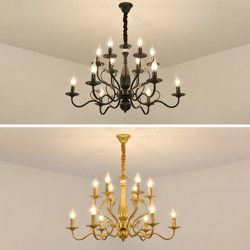 Curved Arm Metal Chandelier Light Fixtures Traditional Living Room Suspended Lighting Fixture