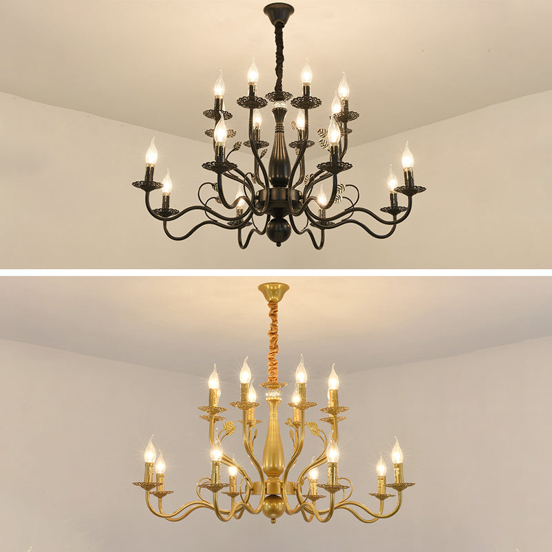 Curved Arm Metal Chandelier Light Fixtures Traditional Living Room Suspended Lighting Fixture