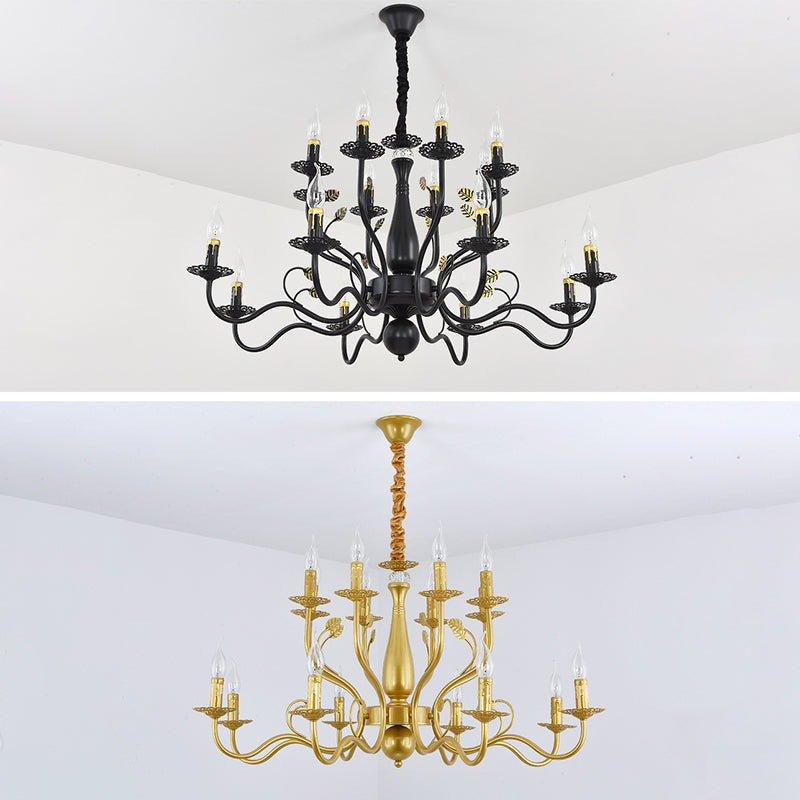 Curved Arm Metal Chandelier Light Fixtures Traditional Living Room Suspended Lighting Fixture