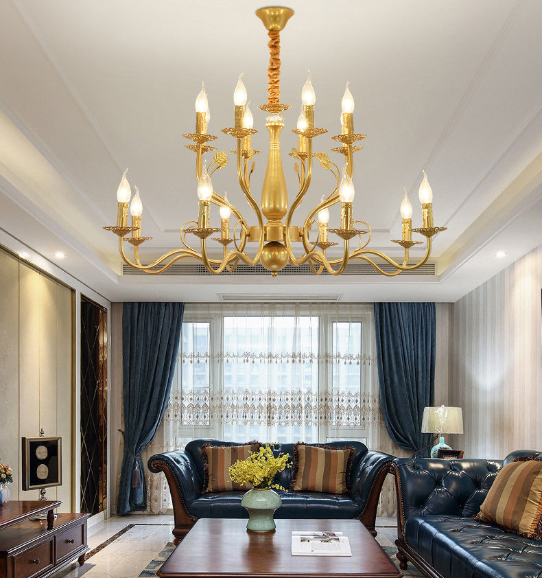 Curved Arm Metal Chandelier Light Fixtures Traditional Living Room Suspended Lighting Fixture