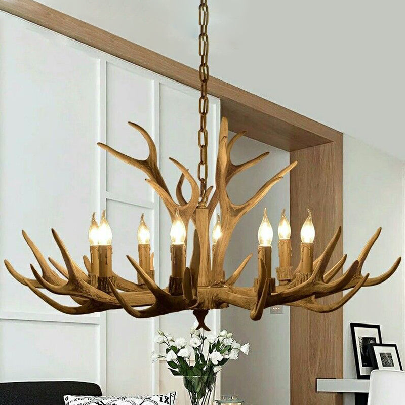 Résine Pendante de fourchette en résine Chandelier intérieur à style vintage traditionnel à style vintage avec teinte en verre