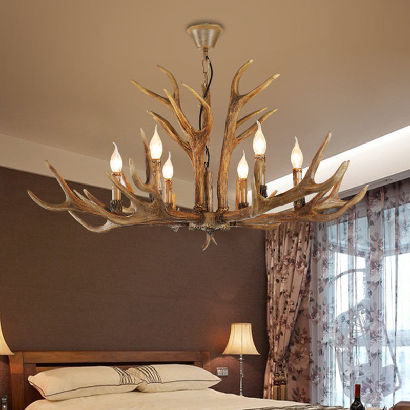 Résine Pendante de fourchette en résine Chandelier intérieur à style vintage traditionnel à style vintage avec teinte en verre