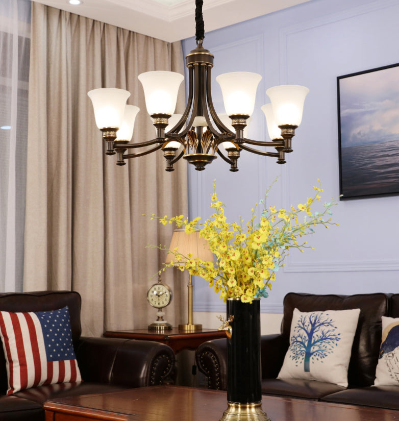 Copper Sputnik Pendant Light in Traditional Classic Style Glass Ceiling Light for Interior Spaces