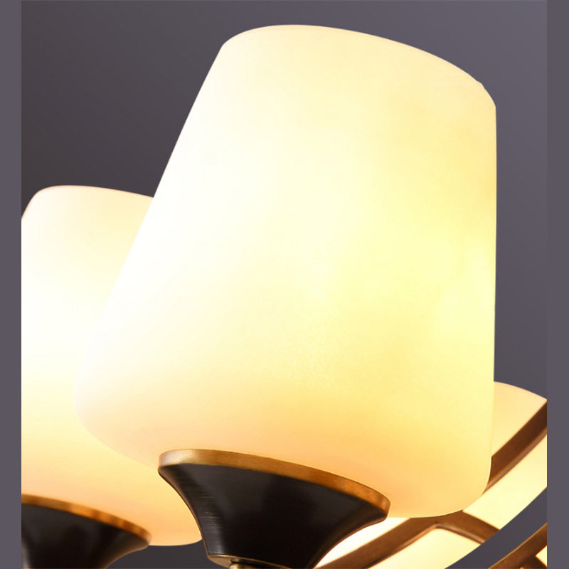 Bronze Pendant Light in Traditional Vintage Style Copper Sputnik Chandelier with Frosted Glass Shade