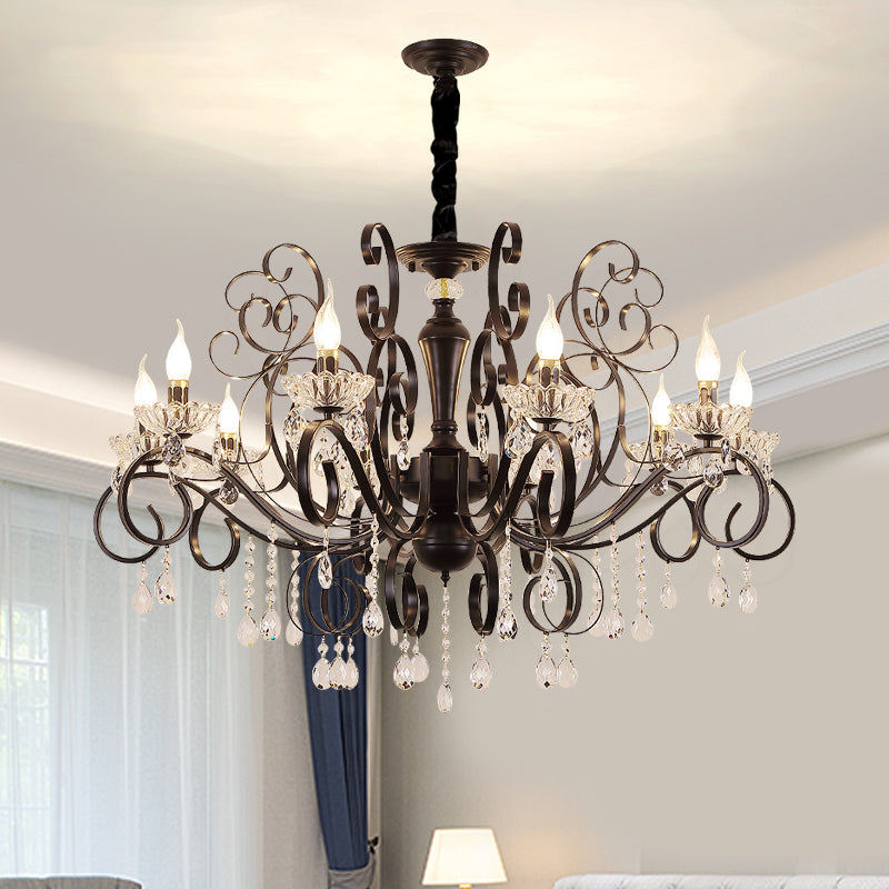 Crystal 6 Lights Hanging Ceiling Lights Raindrop European Suspended Lighting Fixture for Living Room