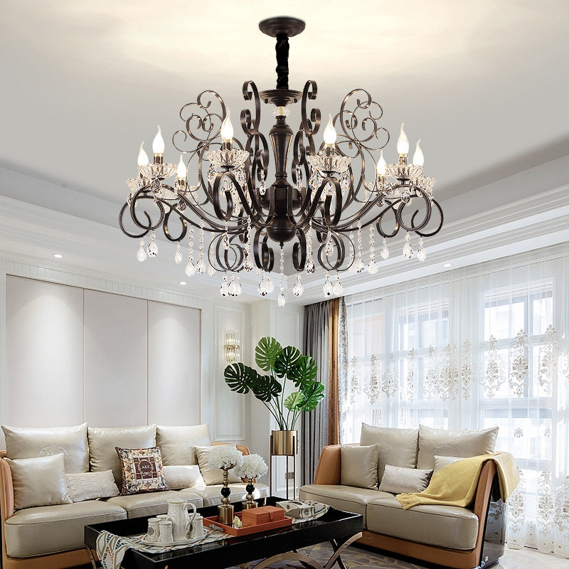 Crystal 6 Lights Hanging Ceiling Lights Raindrop European Suspended Lighting Fixture for Living Room