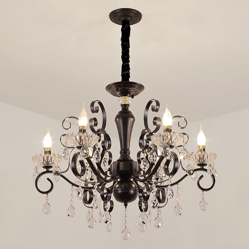 Crystal 6 Lights Hanging Ceiling Lights Raindrop European Suspended Lighting Fixture for Living Room