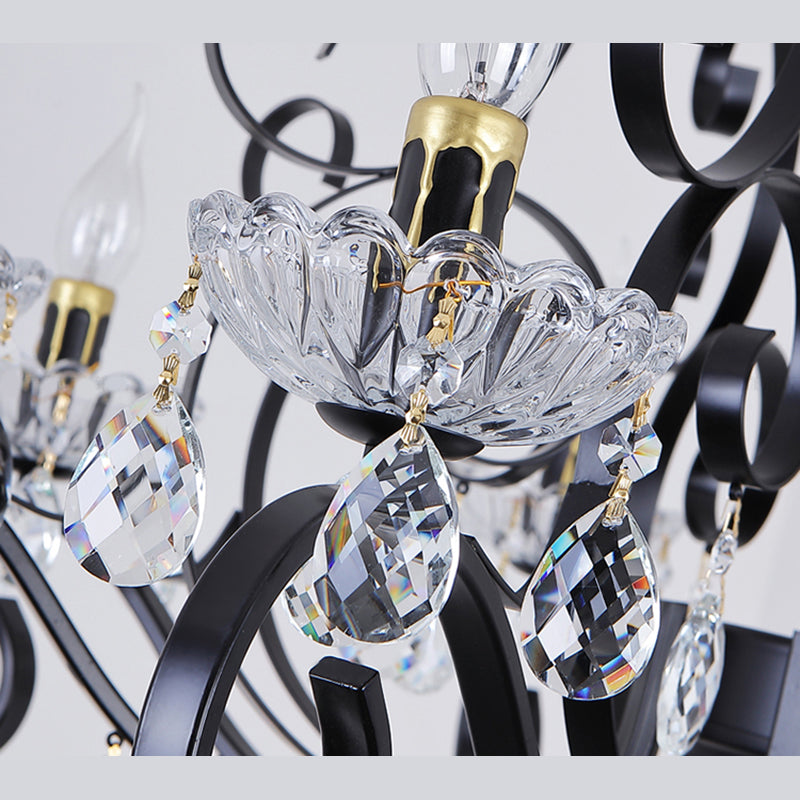 Crystal 6 Lights Hanging Ceiling Lights Raindrop European Suspended Lighting Fixture for Living Room