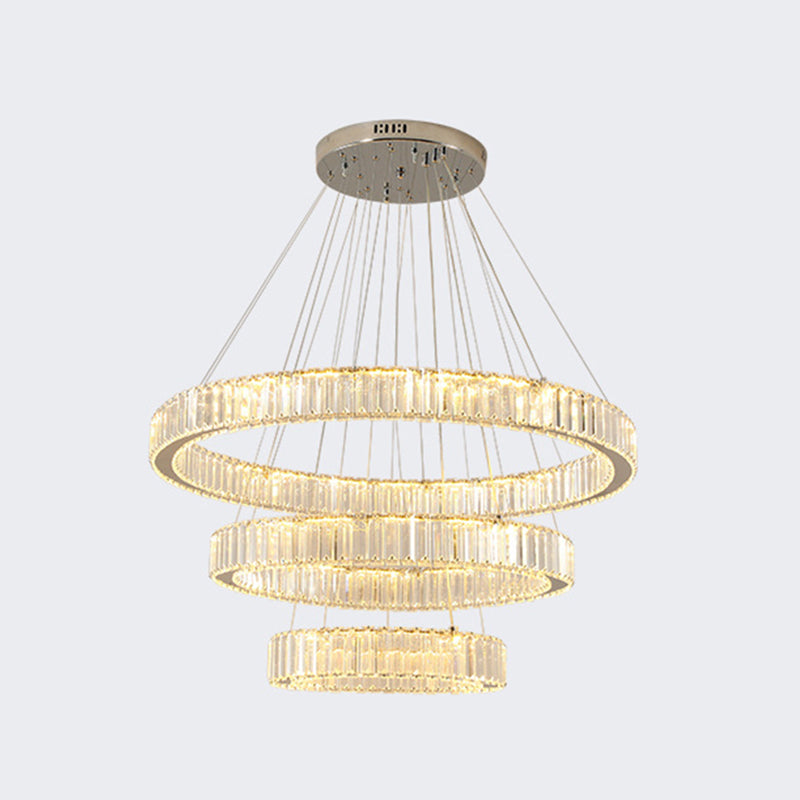 Lampada il lampadario di cristallo a LED a LED a LED a LED di cerchi di cerchi cromati per soggiorno