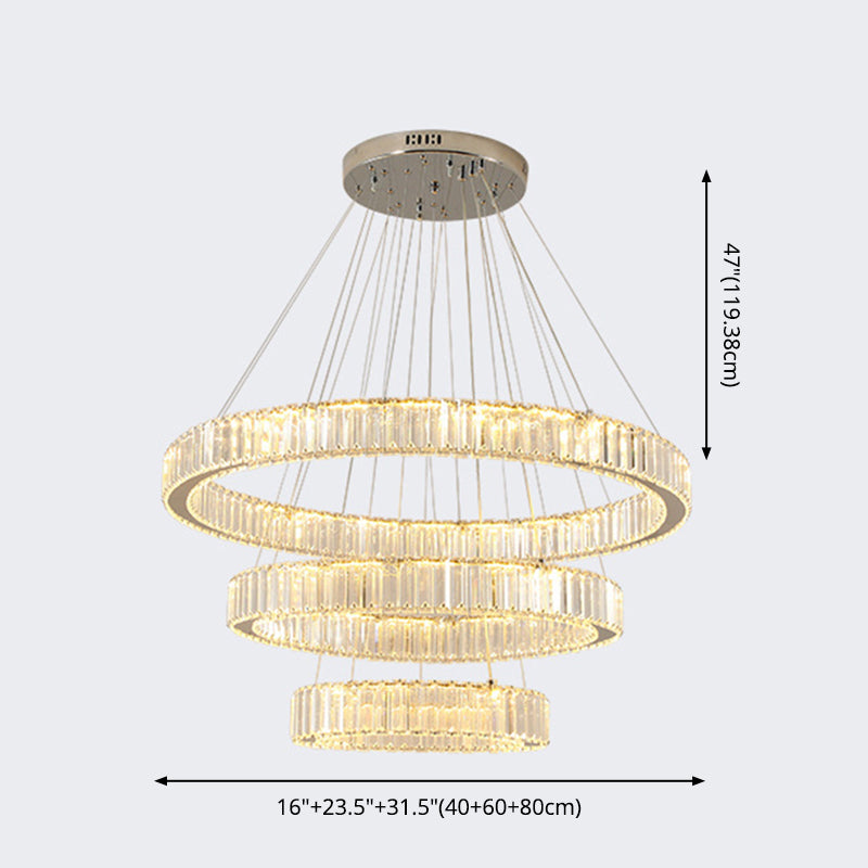 Lampada il lampadario di cristallo a LED a LED a LED a LED di cerchi di cerchi cromati per soggiorno