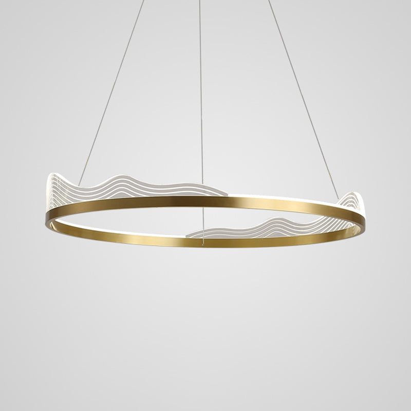 Ring Bedroom Chandelier Pendant Light Metal LED Simple Style Pendant Lighting Fixture in Gold