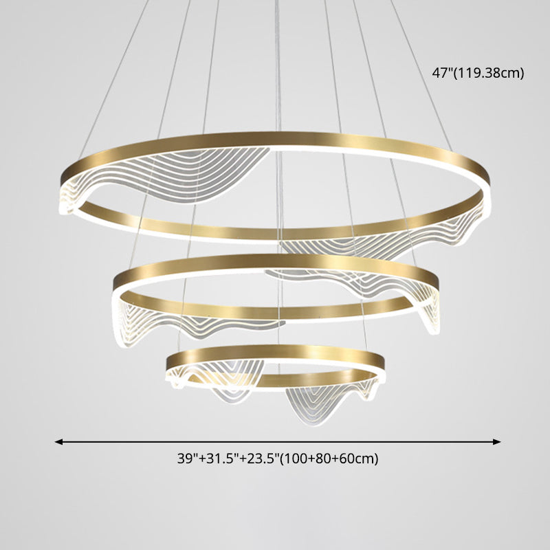 Ring Bedroom Chandelier Pendant Light Metal LED Simple Style Pendant Lighting Fixture in Gold