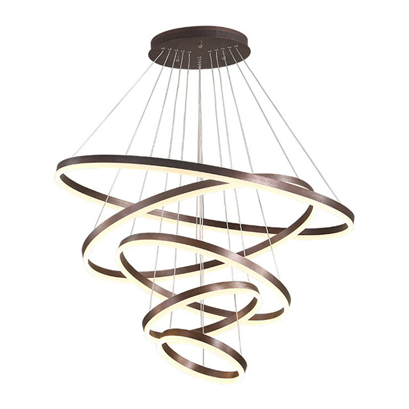 Living Room LED Chandelier Pendant Light Simplicity Chandelier Light Fixture with Circles Metal Shade