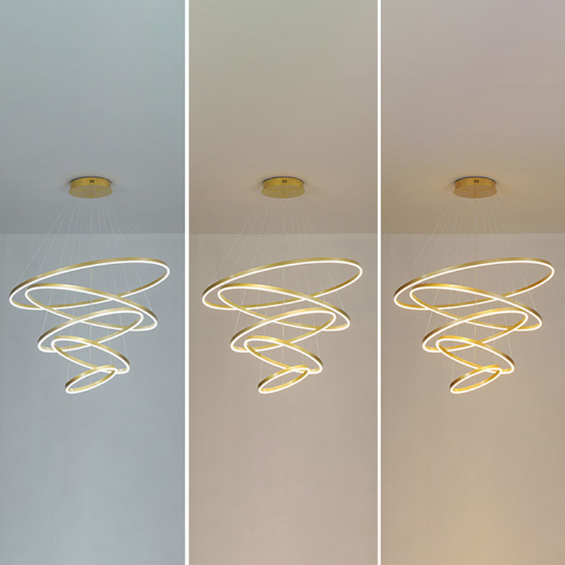 Living Room LED Chandelier Pendant Light Simplicity Chandelier Light Fixture with Circles Metal Shade