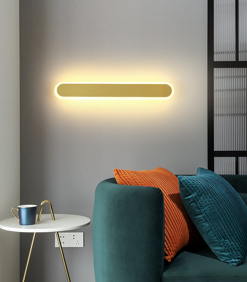 Moderno Minimalista Estilo lineal Luz montado en la pared lineal Discus de luz de pared de metal para sala de estar