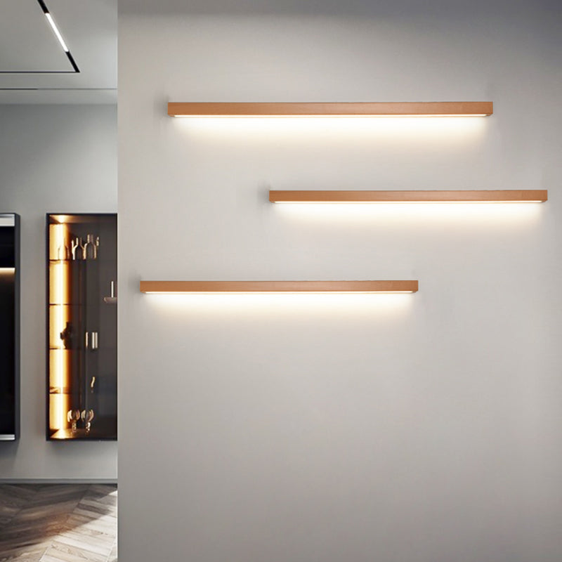 Modern Minimalist Style Linear Wall Mounted Light Fixture Wood Wall Light Sconces for Living Room