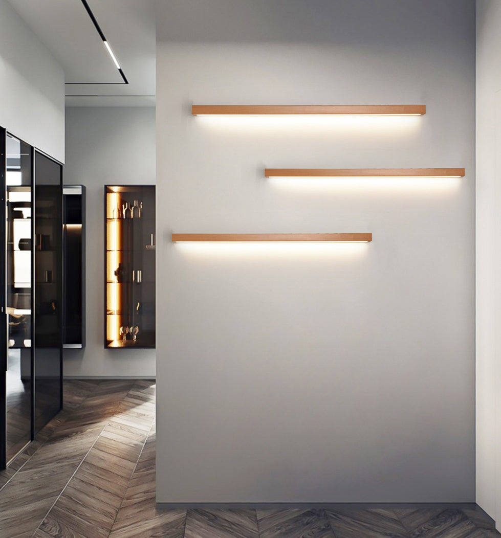 Modern Minimalist Style Linear Wall Mounted Light Fixture Wood Wall Light Sconces for Living Room