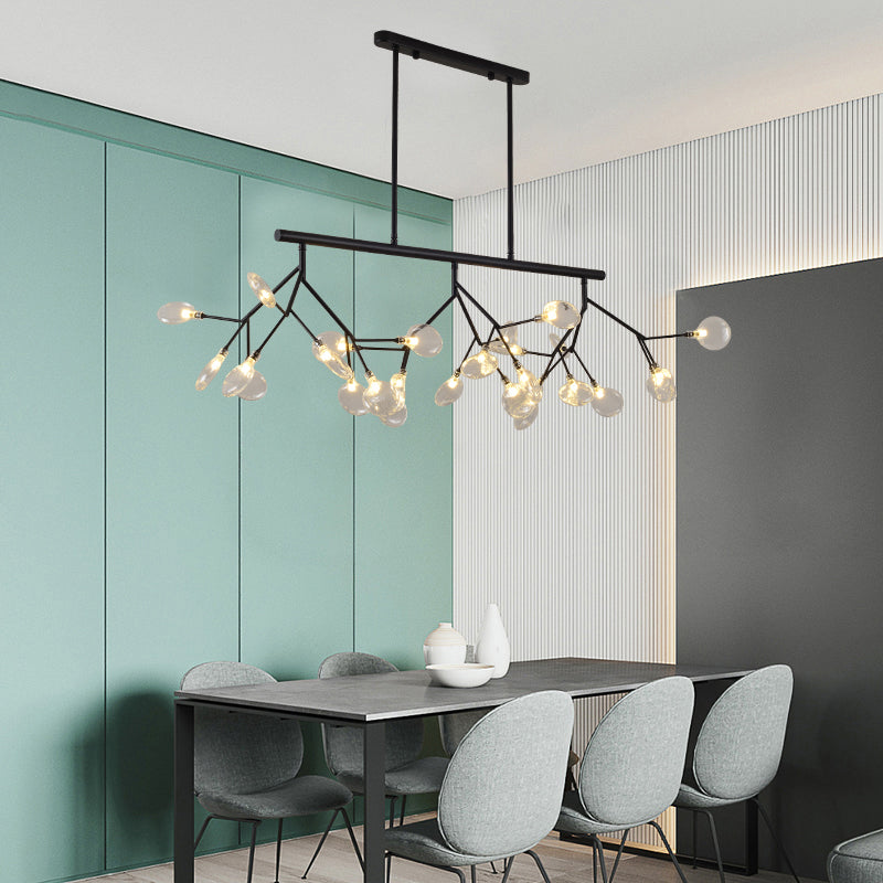 Luce a sospensione moderna di lusso a ciondolo di lucentezza in ferro battuto con soffitto di sputnik con tonalità di vetro