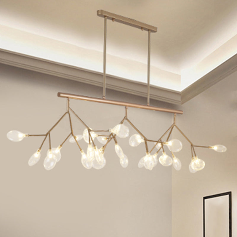 Modern Luxury Firefly Island Pendant Light Wrought Iron Sputnik Ceiling Light with Glass Shade
