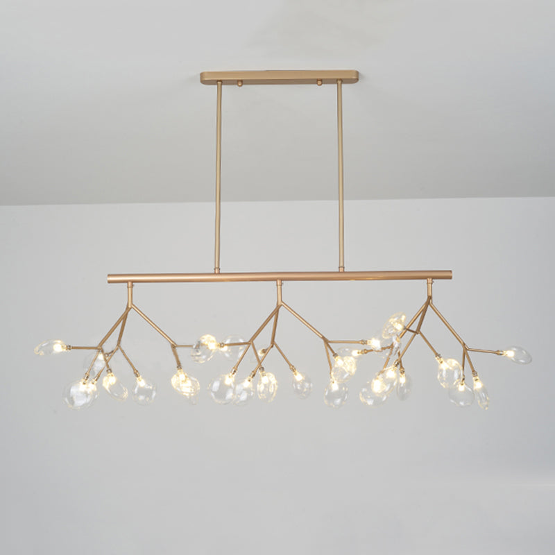 Luce a sospensione moderna di lusso a ciondolo di lucentezza in ferro battuto con soffitto di sputnik con tonalità di vetro