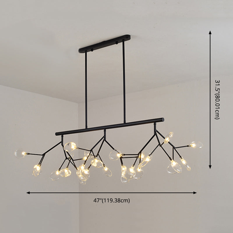 Luce a sospensione moderna di lusso a ciondolo di lucentezza in ferro battuto con soffitto di sputnik con tonalità di vetro