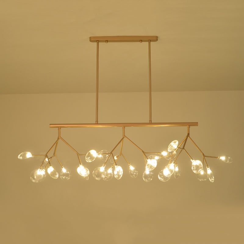 Luce a sospensione moderna di lusso a ciondolo di lucentezza in ferro battuto con soffitto di sputnik con tonalità di vetro