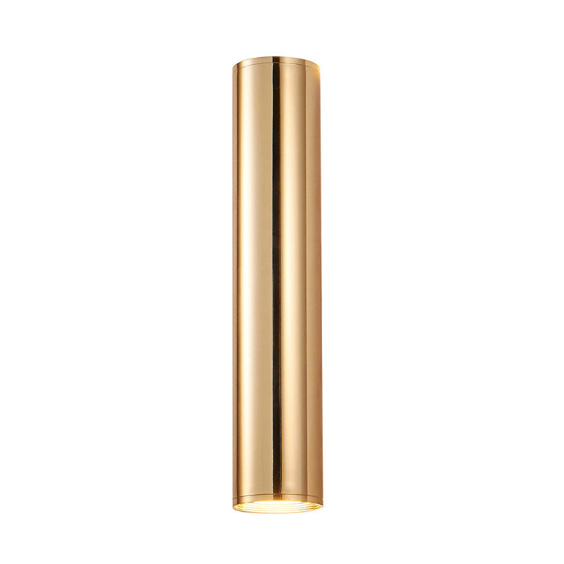 Cylindrical Aluminum LED Wall Light Post-modern Simplicity Metal Bedside Lamp in Electroplated Gold