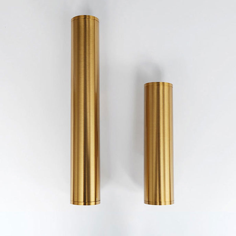 Cylindrical Aluminum LED Wall Light Post-modern Simplicity Metal Bedside Lamp in Electroplated Gold