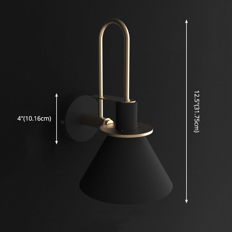 5-Color Optional Conical Metal Shade Wall Lamp Nordic Style Macaroon Single Bulb Bedroom Lighting Fixture