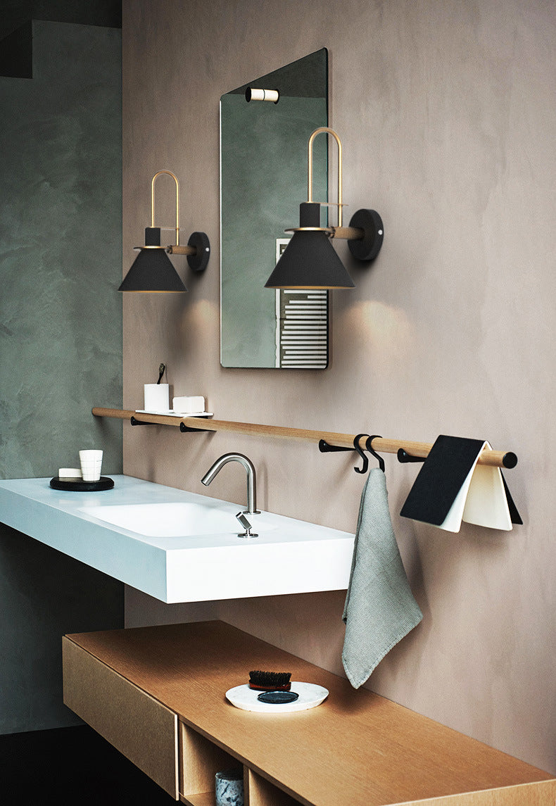 5-Color Optional Conical Metal Shade Wall Lamp Nordic Style Macaroon Single Bulb Bedroom Lighting Fixture