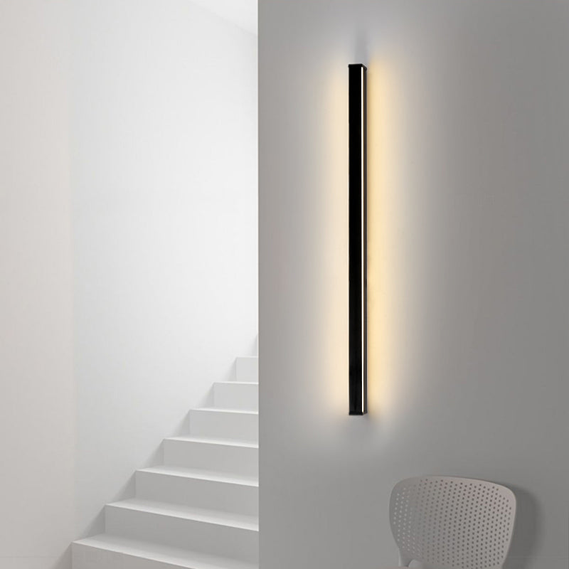 Modern Minimalist Style Linear Flush Mount Wall Sconce Aluminum Wall Mount Light Fixture in Black Finish