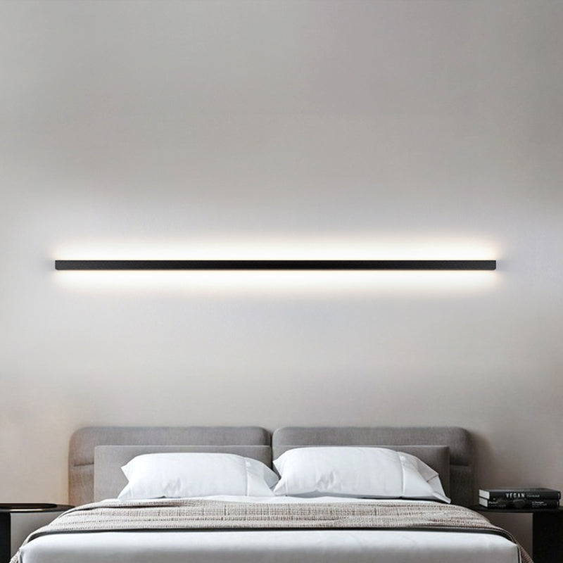 Modern Minimalist Style Linear Flush Mount Wall Sconce Aluminum Wall Mount Light Fixture in Black Finish