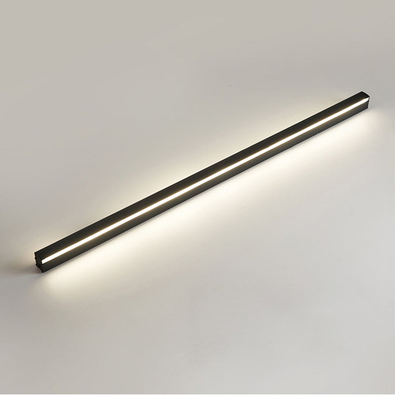 Modern Minimalist Style Linear Flush Mount Wall Sconce Aluminum Wall Mount Light Fixture in Black Finish
