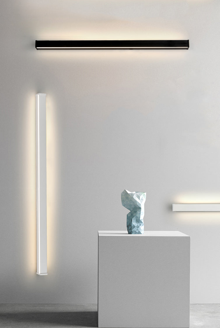Modern Minimalist Style Linear Flush Mount Wall Sconce Aluminum Wall Mount Light Fixture in Black Finish