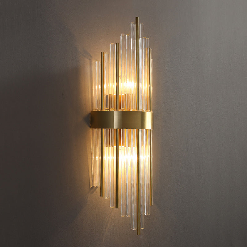 Transparent Crystal LED Wall Lamp 23.5" H Post-modern Style Copper Sconce Lights for Living Room