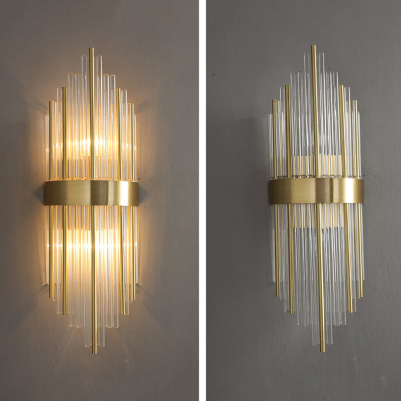 Transparent Crystal LED Wall Lamp 23.5" H Post-modern Style Copper Sconce Lights for Living Room