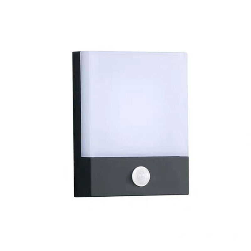 7,8 inch Hoogte rechthoekige acryl wandlamp Moderne eenvoud Outdoor Waterdichte sensor wandlicht in zwart