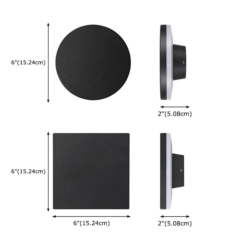 6" Height Simplicity Metal Wall Light Modern Style Geometric Patio Aisle Sconce Light in Frosted Black