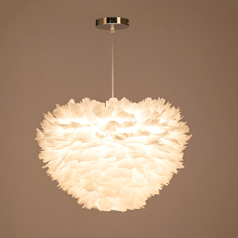 Eigentijdse bol kroonluchter hanger lichte veer gesuspendeerd verlichting voor slaapkamer